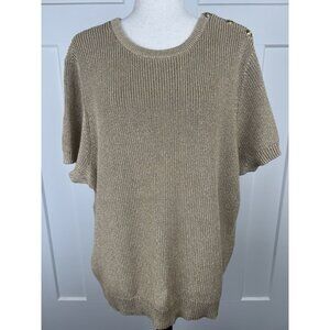 Lauren Ralph Lauren Black Label 3X Gold Metallic Sweater Nautical Button Classic